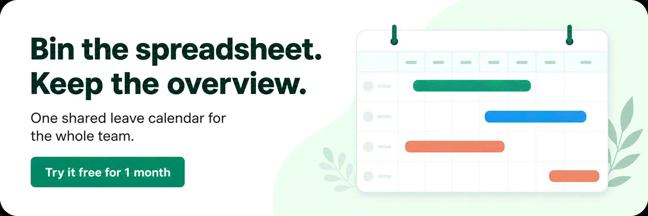 Bin the spreadsheet, keep the overview: a leave plan that updates itself. Try Bueggio HR