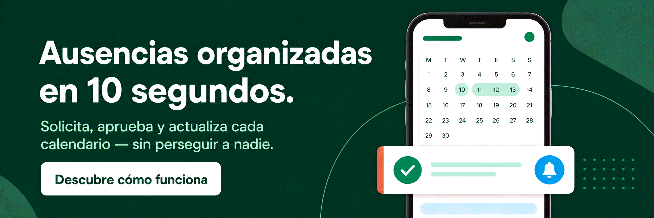 Vacaciones solicitadas y aprobadas en diez segundos, desde el móvil. Prueba Bueggio HR gratis durante un mes