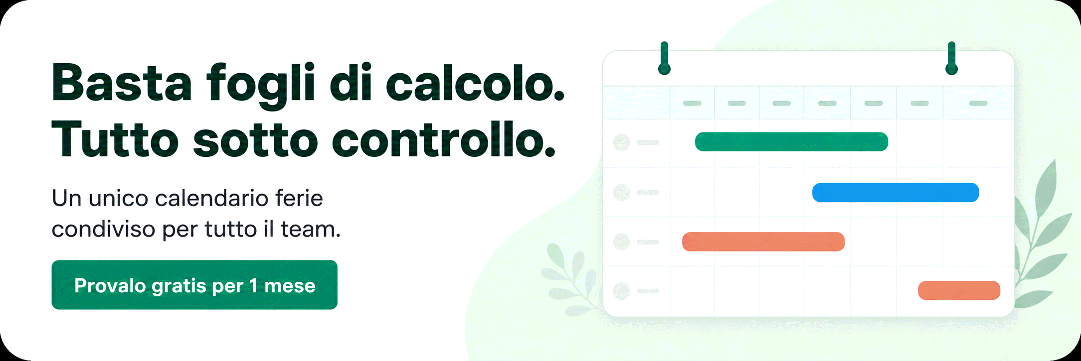 Butta il foglio di calcolo, tieni la visione d'insieme: il piano ferie che si aggiorna da solo. Prova Bueggio HR