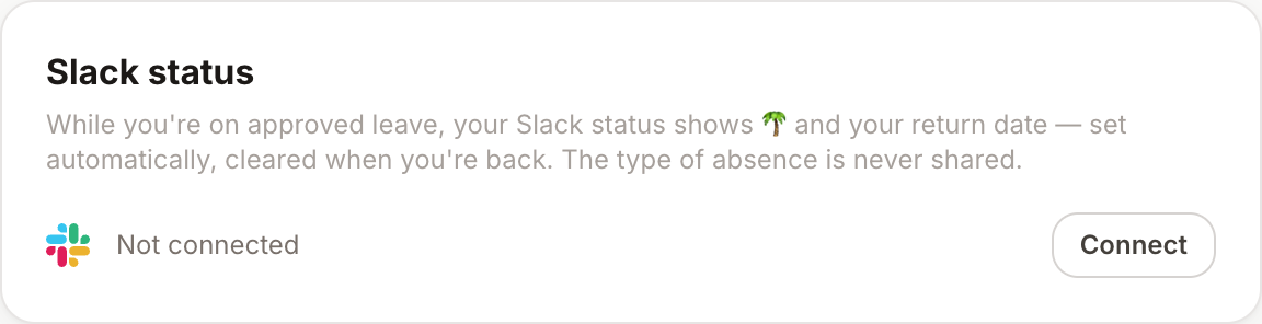La scheda Status Slack in Profilo → Notifiche, con il bottone Collega
